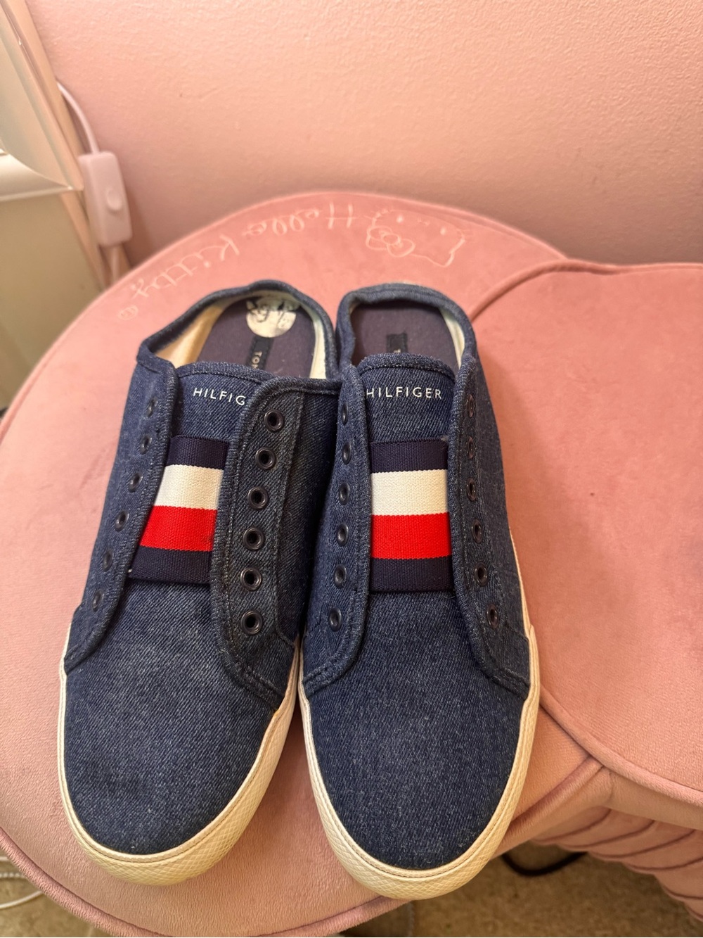 Tommy Hilfiger Denim Slip-On Sneakers with Red White Blue Stripe